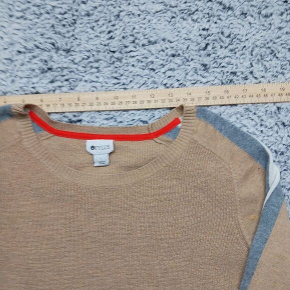 Stylus Women's Large Lightweight Cotton/ Nylon/Wool Tan/ Gray Sweater. - Picture 6 of 12